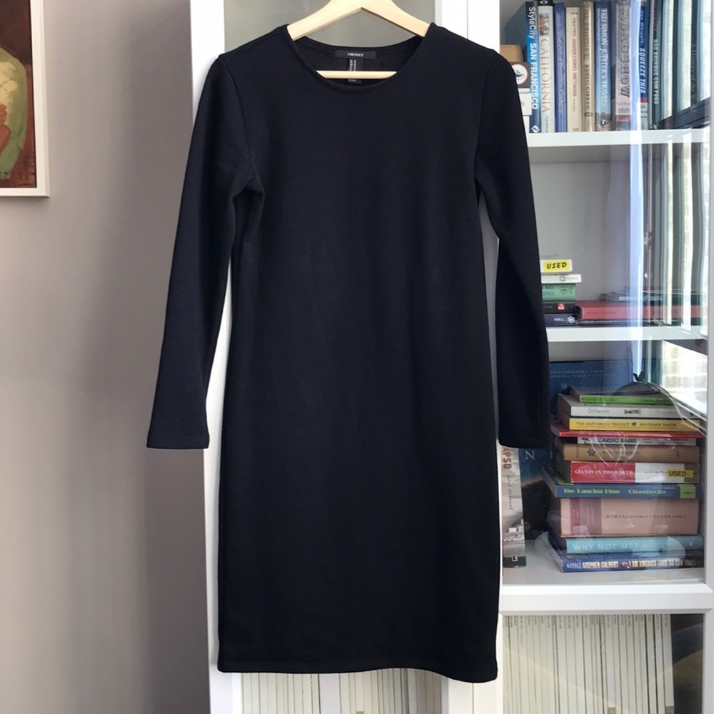Simple Long Sleeved Black Dress - Faux Fir Lined!